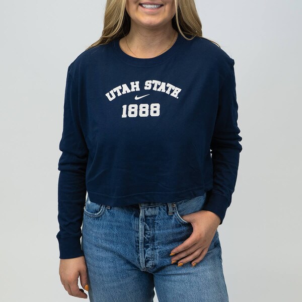 Nike, Women's, Navy, Utah State, 1888, Long-Sleeved, T-Shirt